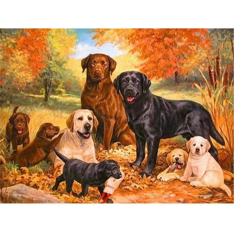 Dog Diamond Painting Cross Stitch DIY Crystal Mosaic Art Kit Pet Wall Decor