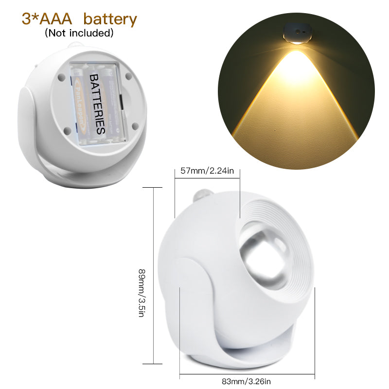 Adjustable Angle Human Sensing Wall Light Wireless Sunset Indoor Spotlight Rechargeable Corridor Living Room Lamp