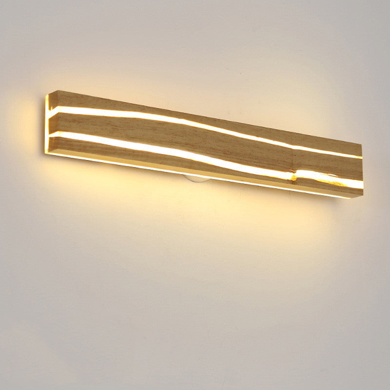 Solid Wood LED Wall Light Modern Bedroom Bedside Lamp Warm Decorative Lighting