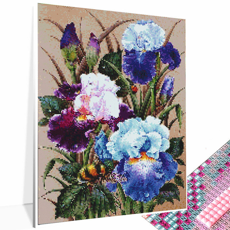 Rubik’s Cube Blue Flower Diamond Painting Cross Stitch 5D DIY Full Drill Wall Art Decor Kit