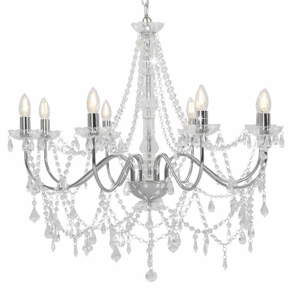 Beaded Chandelier with 8 E14 Sockets – Elegant Ceiling Lighting Fixture
