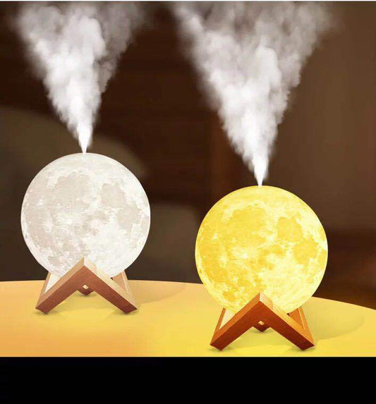 Creative Moon Night Light Air Humidifier Ultrasonic Aroma Diffuser with Soft Glow for Bedroom Home Decor