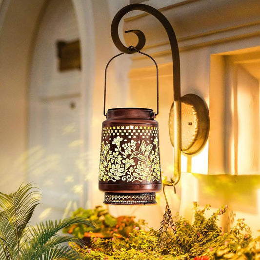 Solar Hummingbird Barn Lantern Outdoor Waterproof Projection Lamp Decorative Courtyard Garden Hanging Light