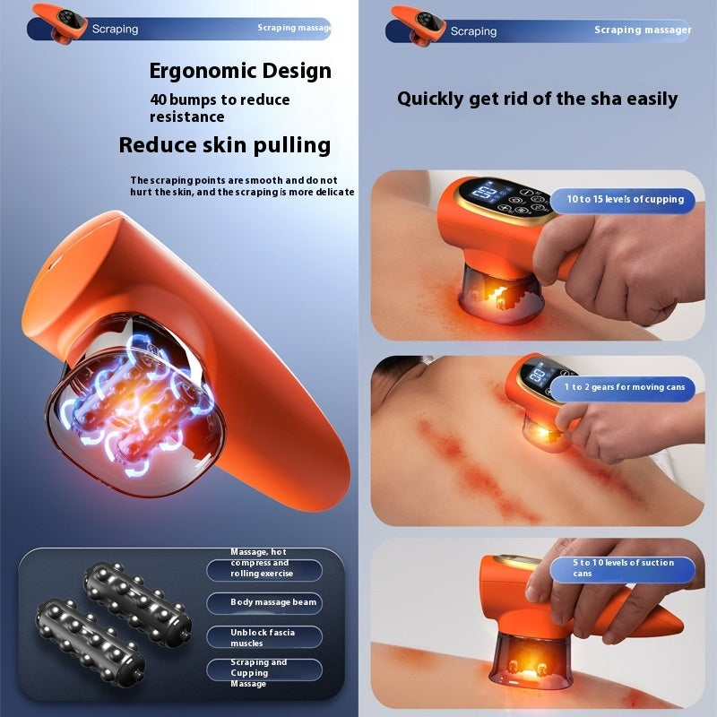 Electric EMS Cupping Device Microcurrent Vacuum Hot Compress Scraping Therapy Negative Pressure Massage Tool