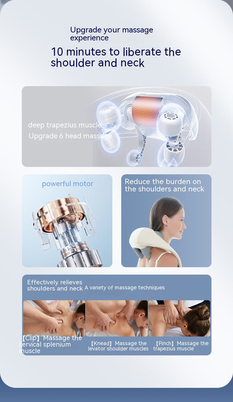 Shoulder and Neck Massager Electric Kneading Hot Compress Neck Lifting Relaxation Device for Trapezius Muscle Relief