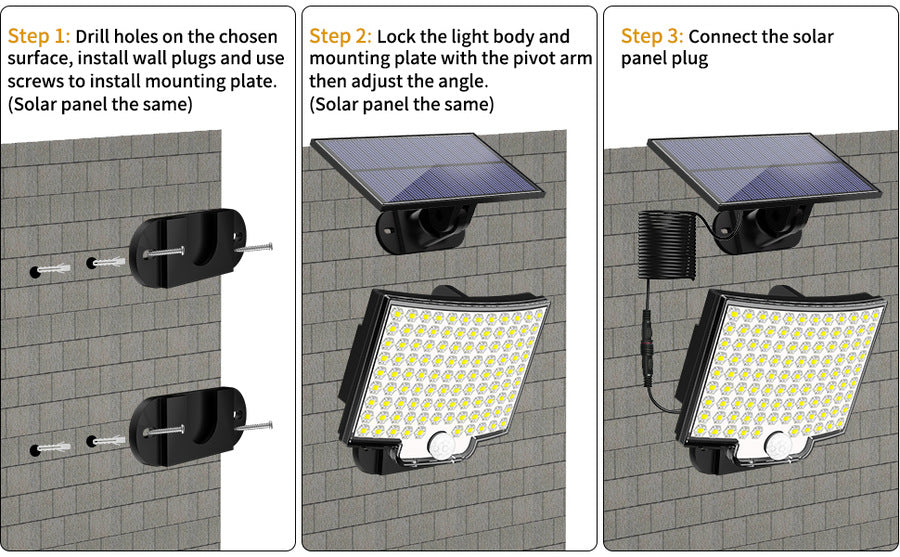 106 LED Solar Wall Light Outdoor Motion Sensor Lawn Garden Lamp Waterproof Security Lighting