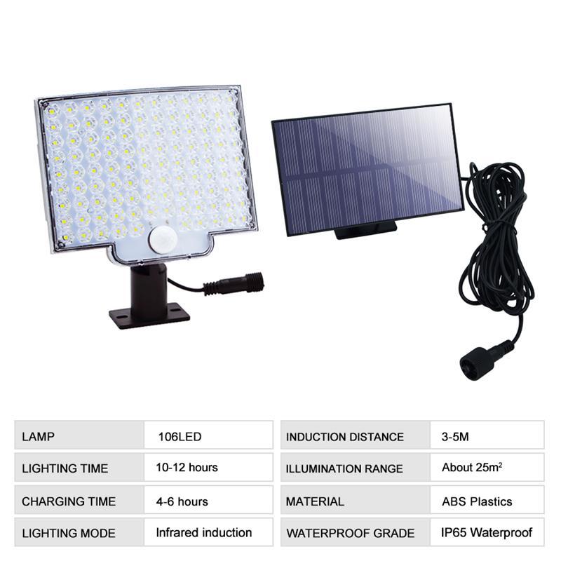 106 LED Solar Wall Light Outdoor Motion Sensor Lawn Garden Lamp Waterproof Security Lighting