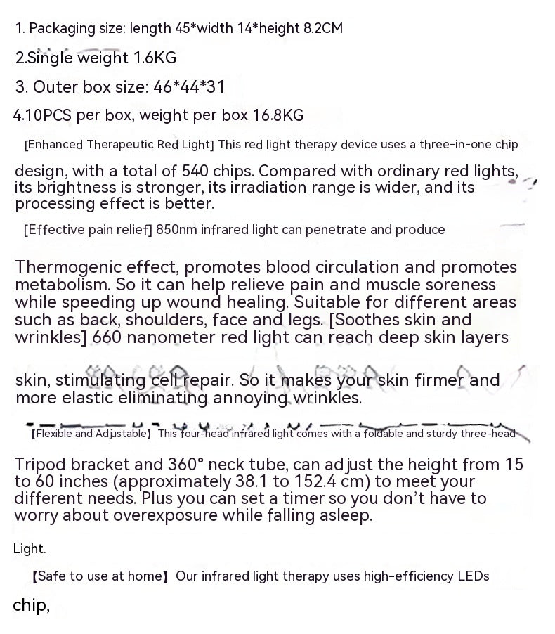 Red Light Therapy Lamp Infrared Photon Heating Physiotherapy Beauty Device for Body Pain Relief