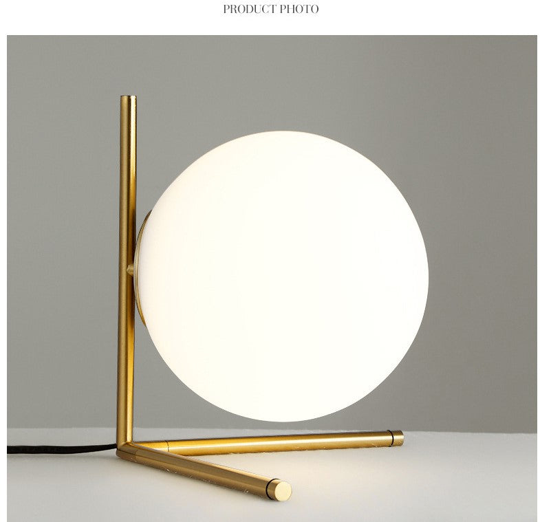 Simple Glass Ball Table Lamp Modern Minimalist Bedside Night Light Home Decor Lighting