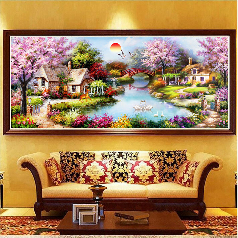 Cottage Diamond Painting Oil Style Cross Stitch DIY Crystal Mosaic Art Kit