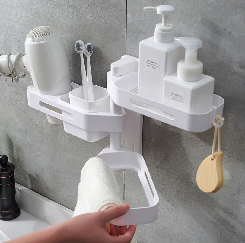 Rotating Wall Mounted Storage Box Punch Free Plastic Organizer for Kitchen Bathroom Toilet Debris Storage and Finishing Box