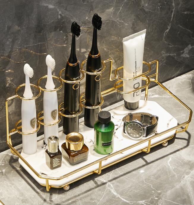 Electric Toothbrush Holder Shelf – Light Luxury Bathroom Storage Rack with Mouthwash Cup & Family Organizer Set