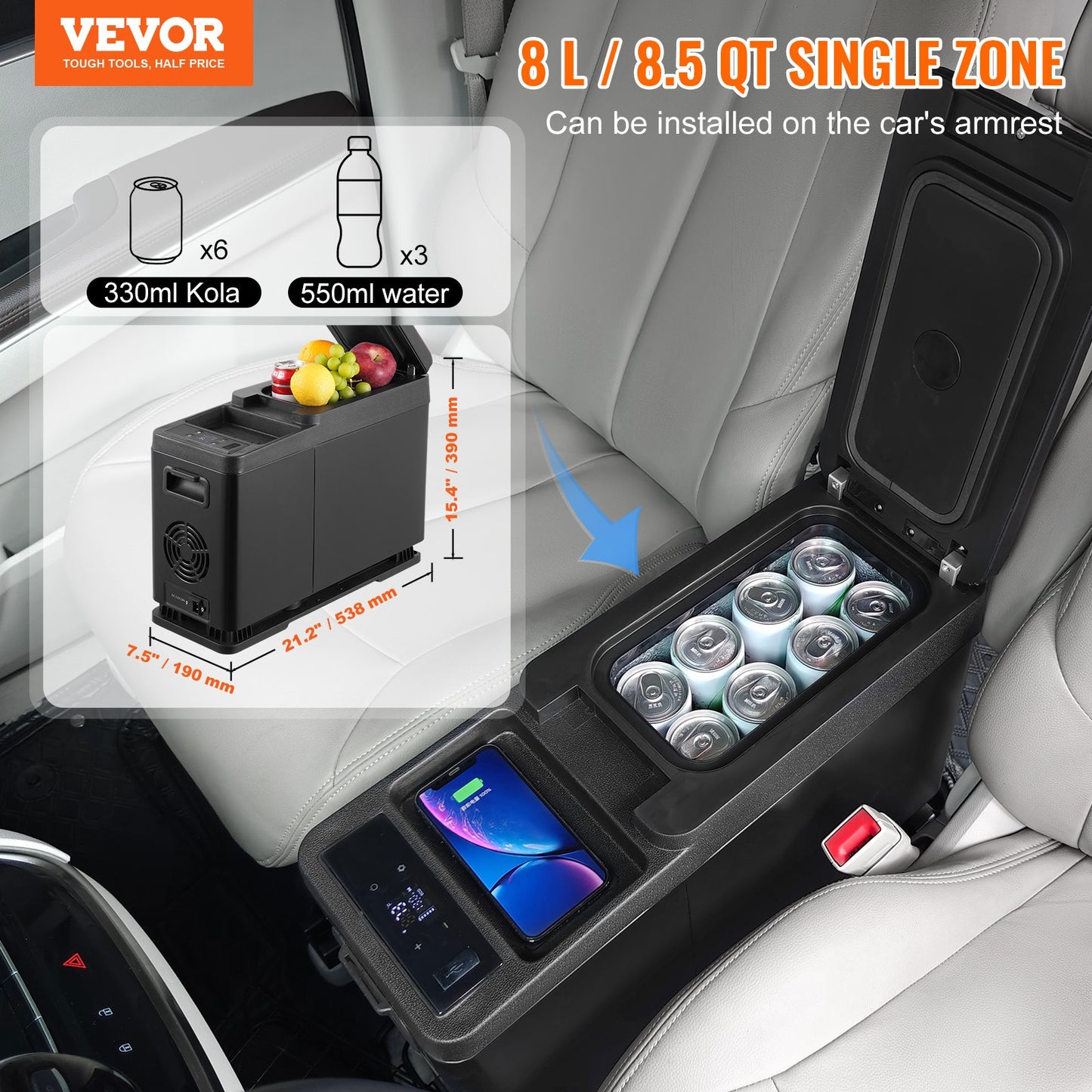 Portable Car Refrigerator Freezer 8L Compressor Single Zone for Car and Home Use