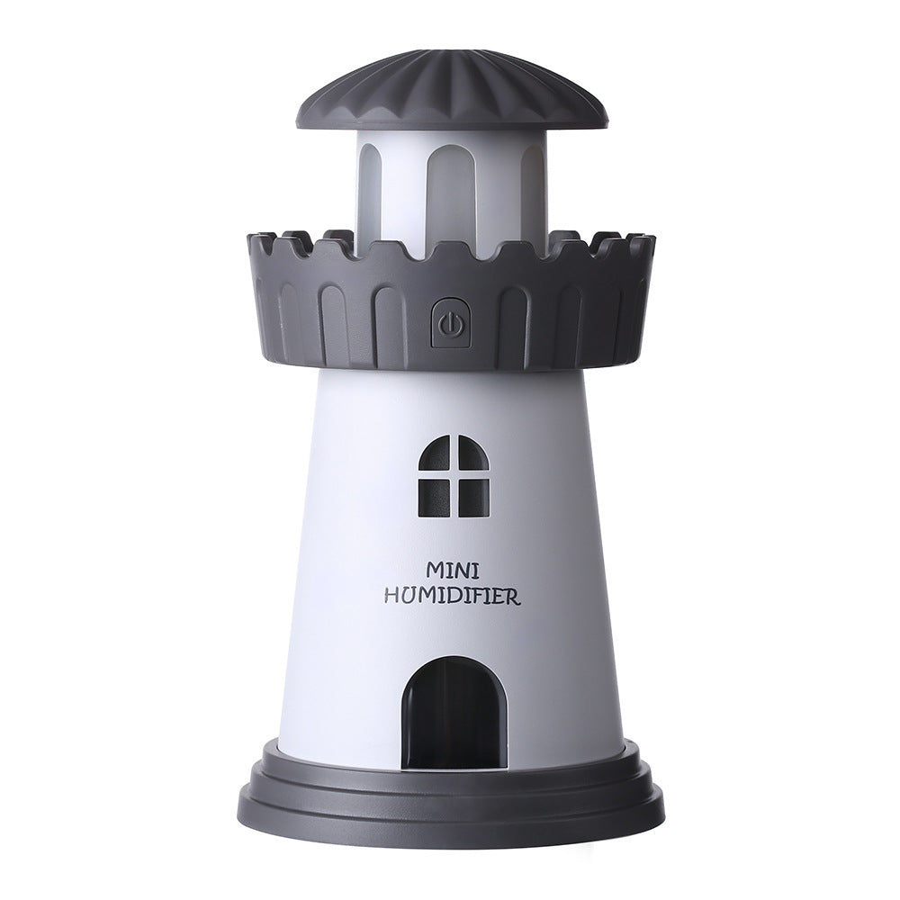 Home Lighthouse Humidifier Ultrasonic Aroma Diffuser Decorative LED Air Moisturizer for Bedroom and Living Room