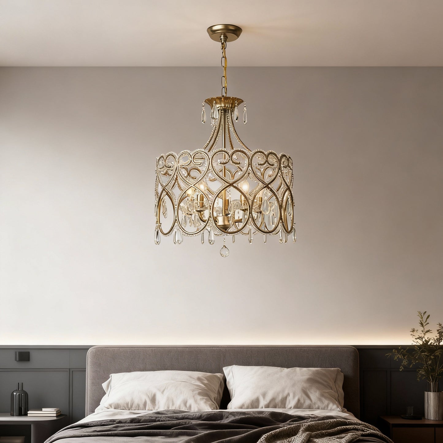 Aged Crystal Chandelier – French Luxury Living Room Lighting