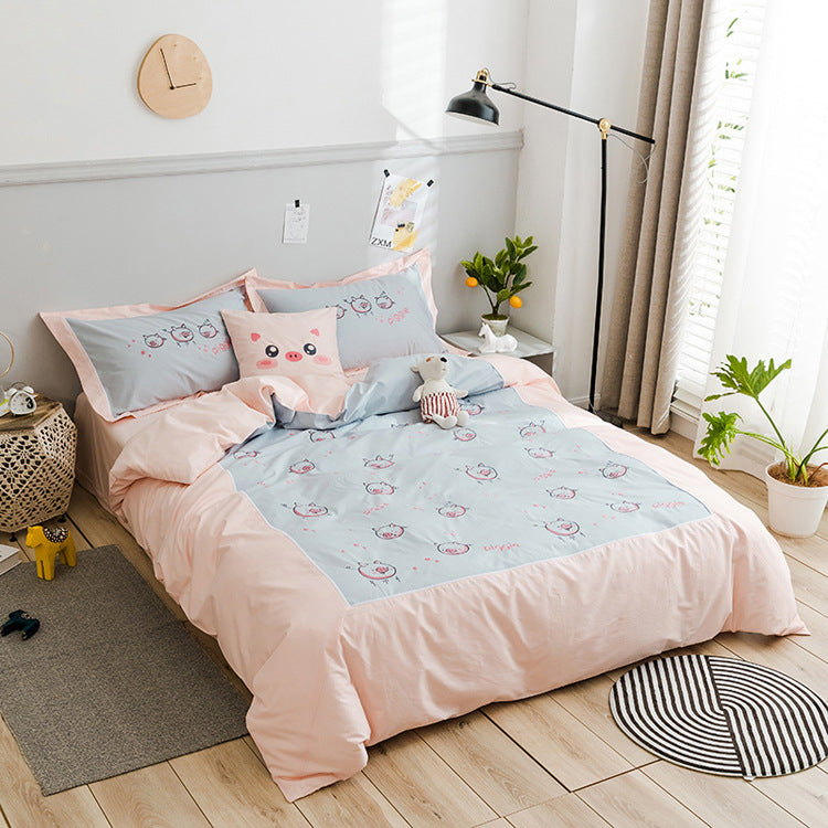 4-Piece Children’s Bedding Set Soft Comforter Sheets Pillowcases Kids Bed Set Cartoon Bedroom Decor