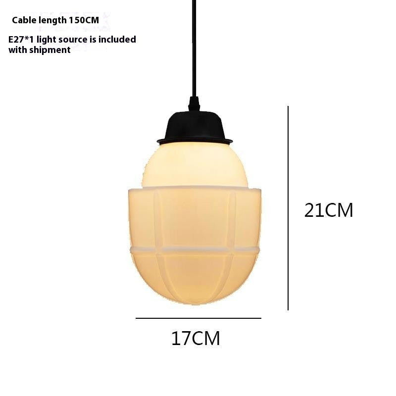 Retro Industrial Single-Head Chandelier – Cream Pendant Light for Living & Dining Room