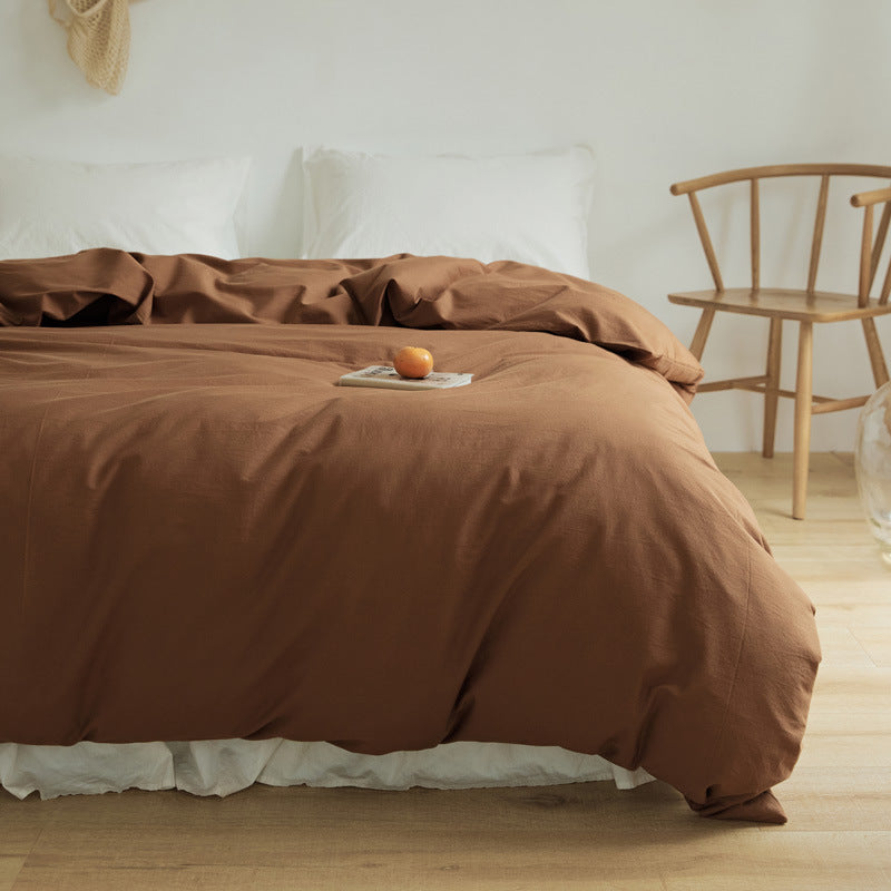 100% Cotton Solid Color Duvet Cover – Soft Breathable Bedding for Single & Double Beds, Dorm Friendly