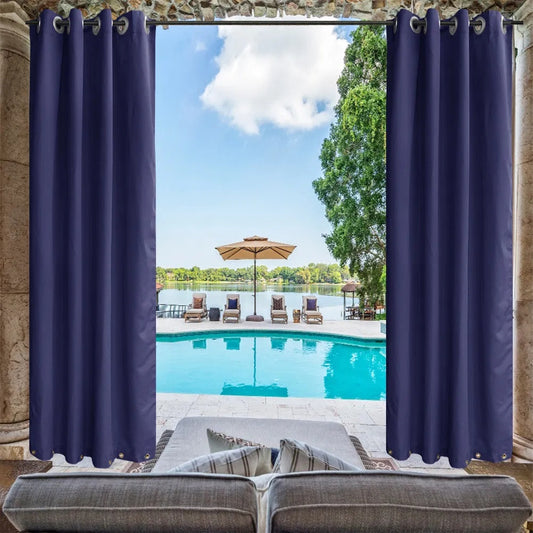 Indoor Outdoor Curtains Grommet Top and Bottom 1 Panel Waterproof Windproof Privacy Drapes
