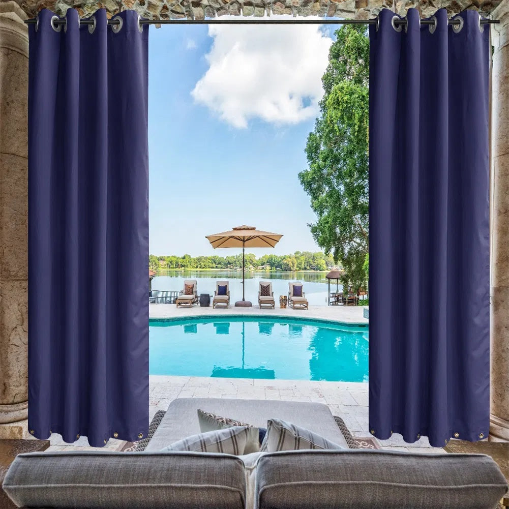 Indoor Outdoor Curtains Grommet Top and Bottom 1 Panel Waterproof Windproof Privacy Drapes