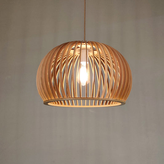 Nordic Wooden Pumpkin Chandelier – Dining, Bedroom & Cafe Lighting