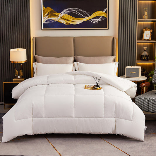 Pure White Hotel Comforter Four Season Duvet Insert Summer Cooling Cotton Quilt for Home and Guesthouse