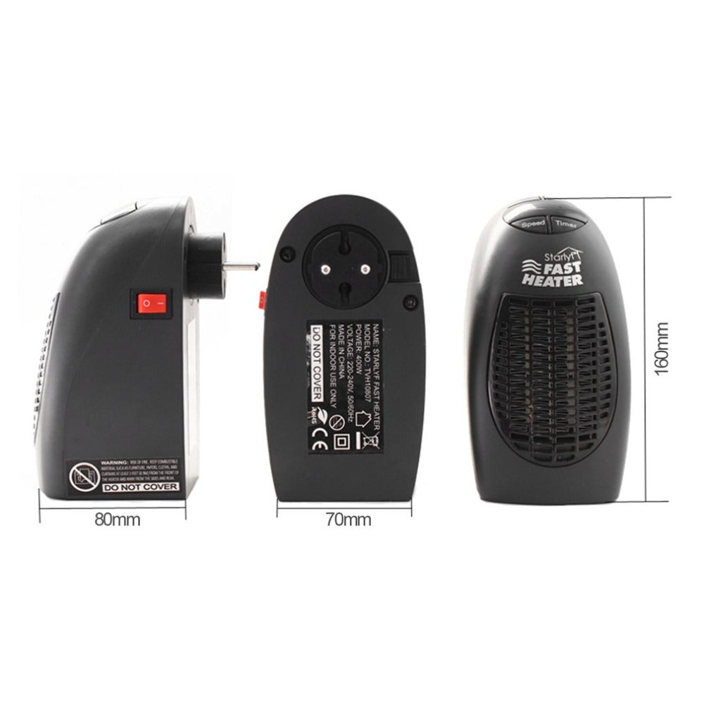 Electric Heater 360 Degree Rotating Plug Mini Heater Portable Small Appliance for Home Office Fast Heating