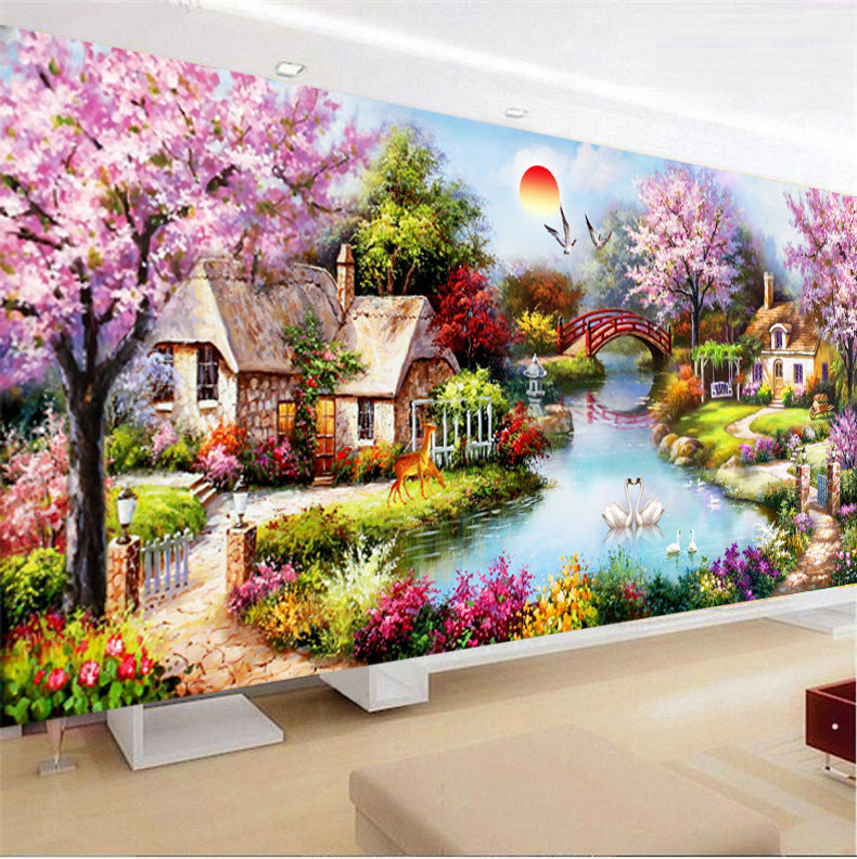 Cottage Diamond Painting Oil Style Cross Stitch DIY Crystal Mosaic Art Kit