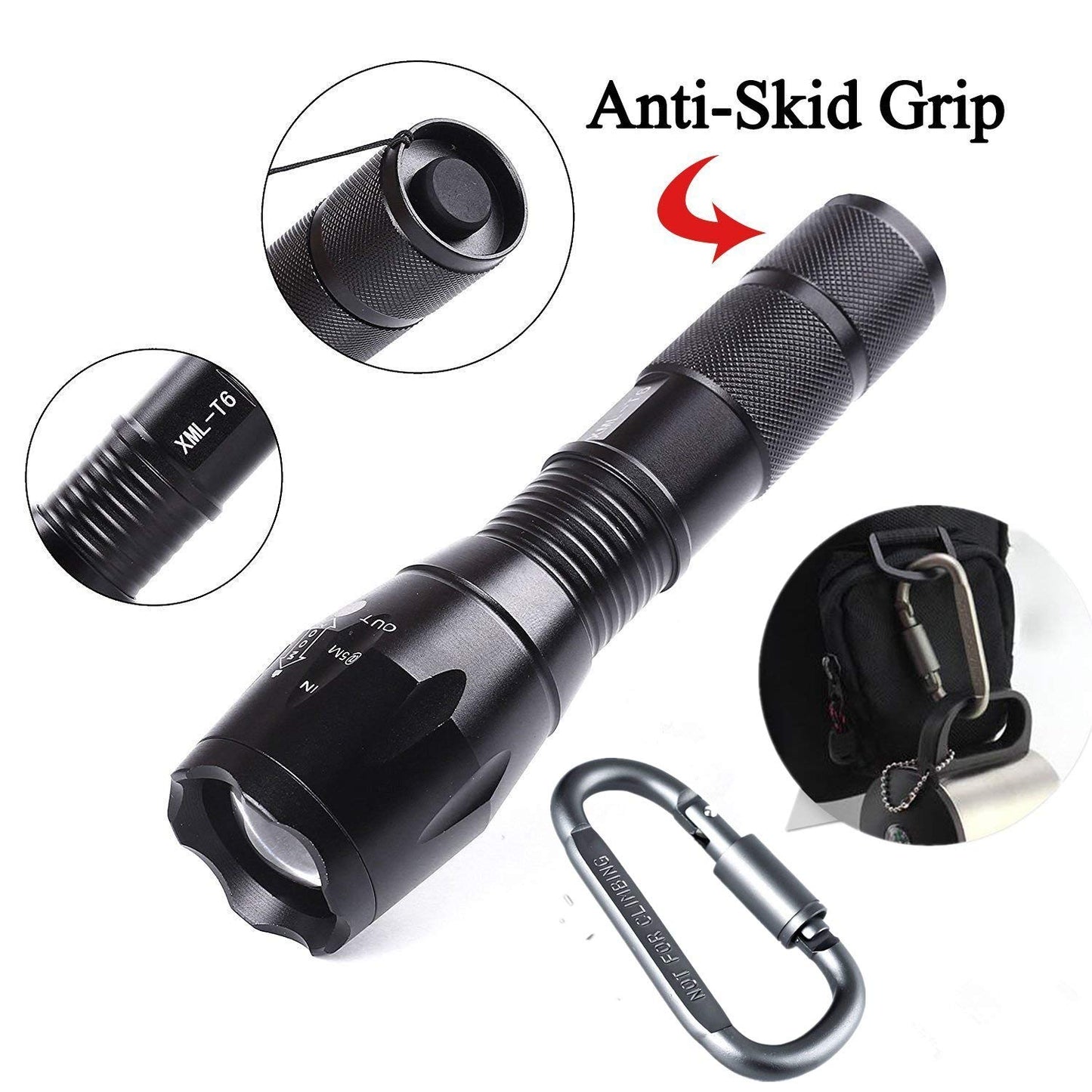 Tactical Portable LED Flashlight 1000 Lumens 5 Modes Rechargeable Torch for Outdoor Camping and Emergency Use