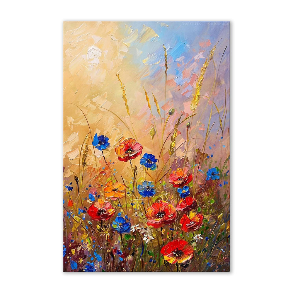 Handmade Abstract Flower Oil Painting – Canvas Wall Art for Living Room Home Decor (Frameless Unstretched Roll)