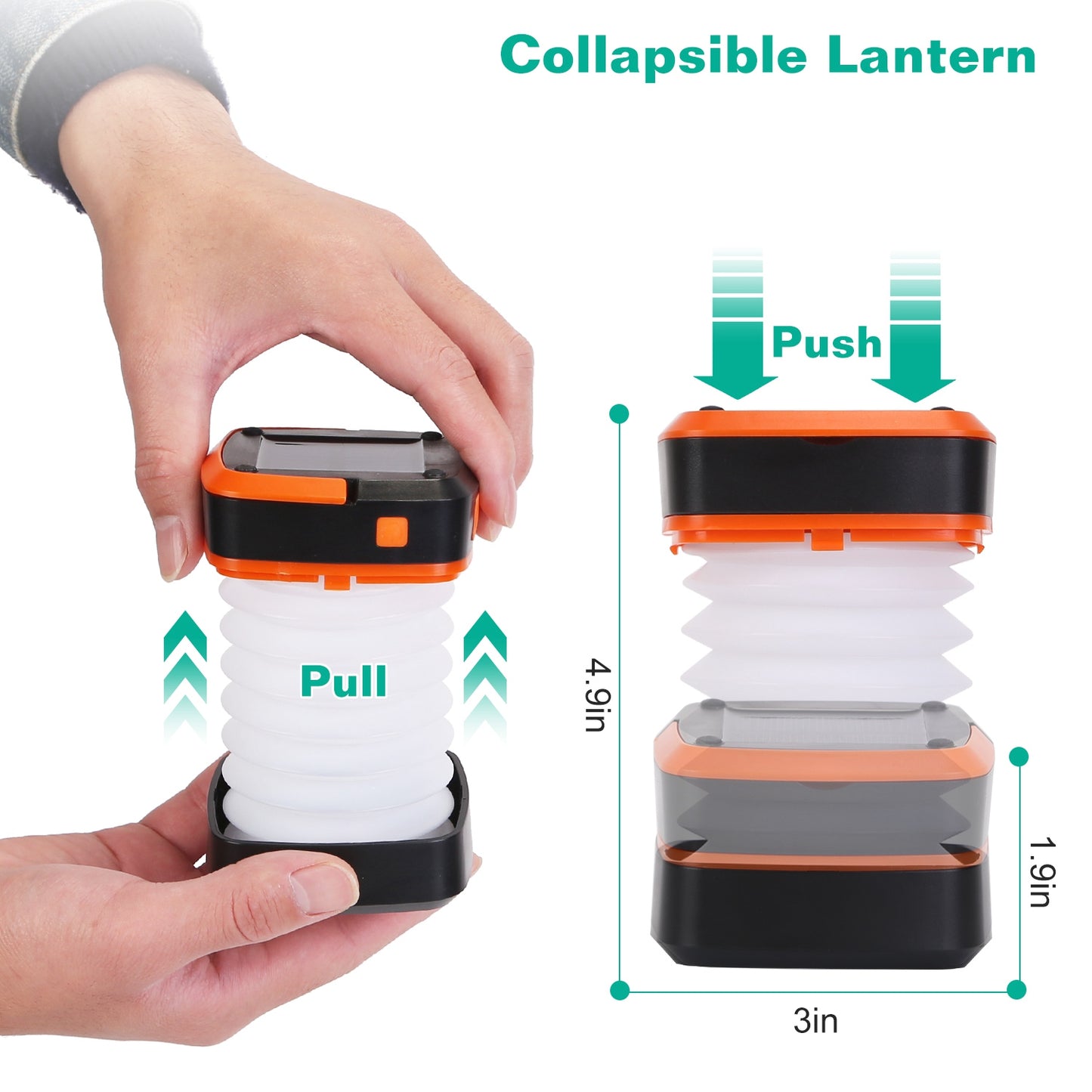 Solar Camping Lantern LED Collapsible Tent Lamp USB Rechargeable Portable Emergency Light for Hiking Fishing Outdoor Use