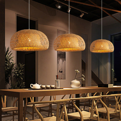 Bamboo Woven Japanese Chandelier – Simple Pastoral Creative Ceiling Light