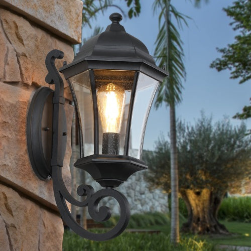 Outdoor Waterproof Glass Retro Wall Light 2-Pack E27 Bulb Compatible Garden Porch Lighting Fixture