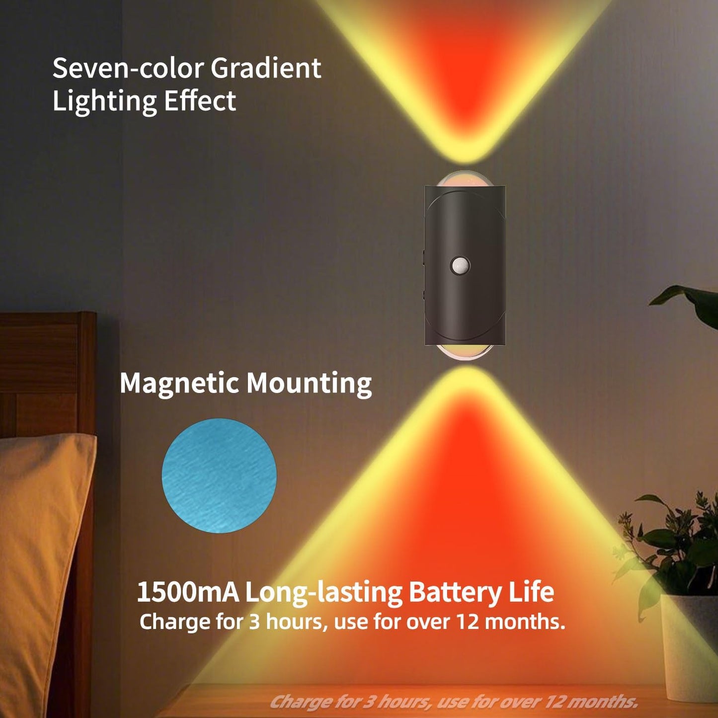 4PCS Color-Sensing Motion Night Lights Magnetic Cabinet Wall Lights with 3 Modes Decorative LED Lighting