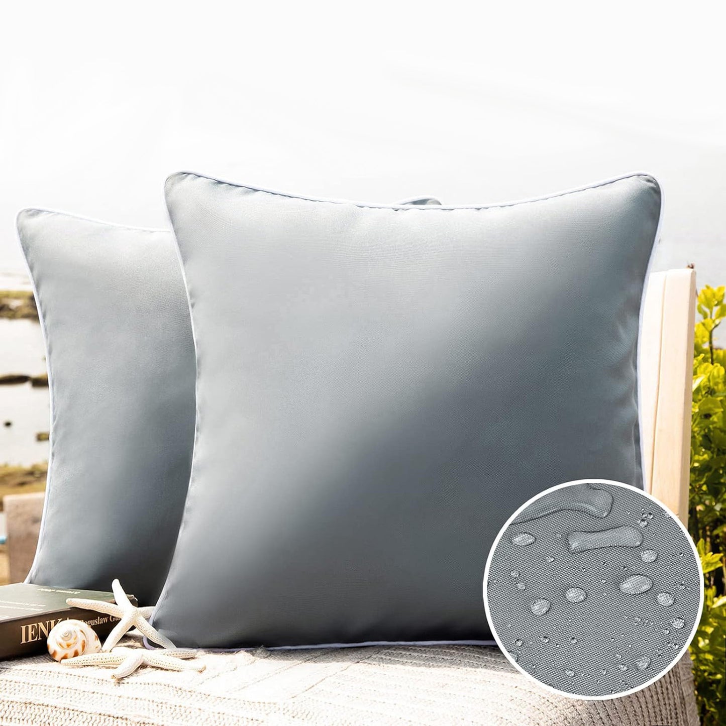Outdoor Waterproof Throw Pillow Covers Solid Square Cushion Cases Patio Couch Tent Decorative Pillows