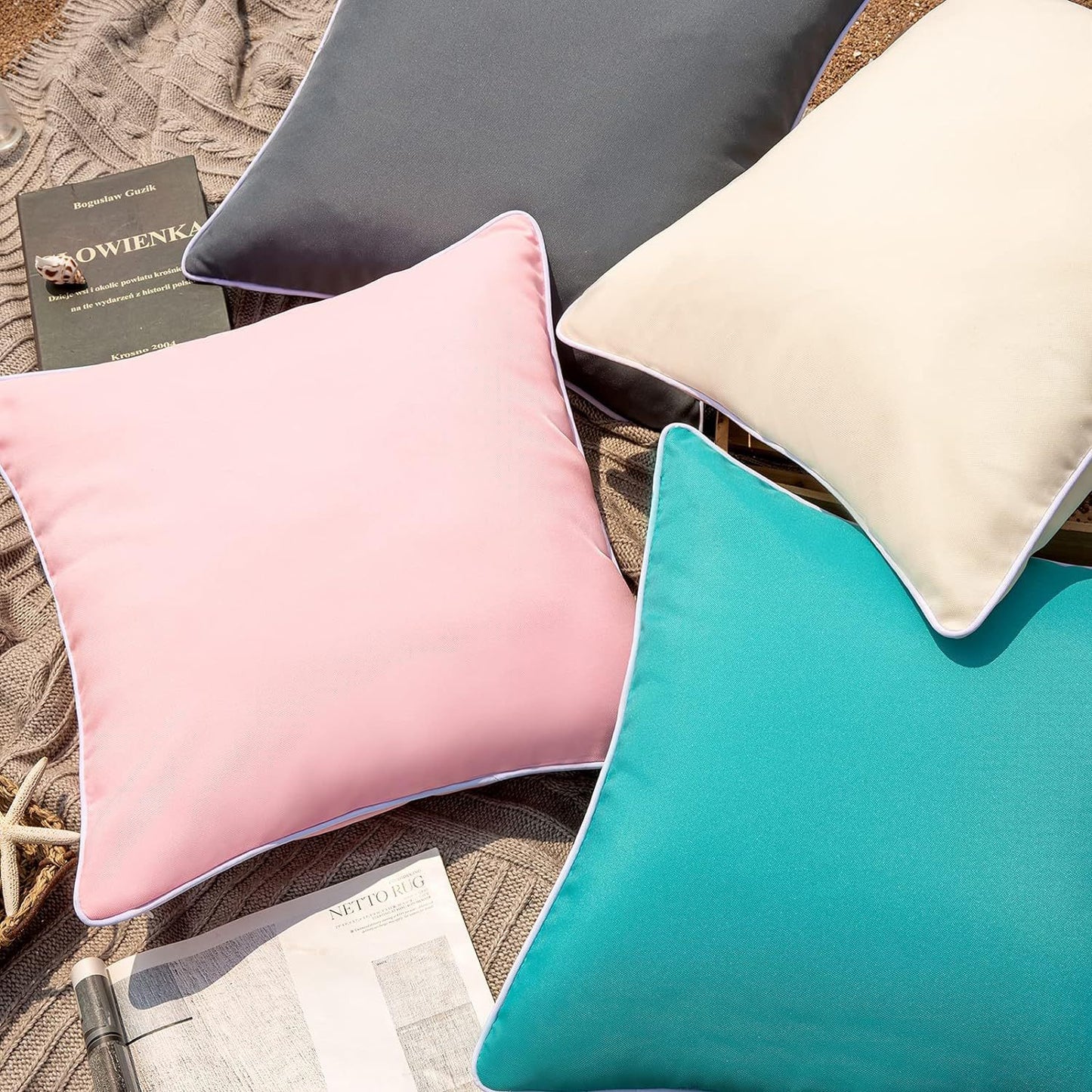Outdoor Waterproof Throw Pillow Covers Solid Square Cushion Cases Patio Couch Tent Decorative Pillows