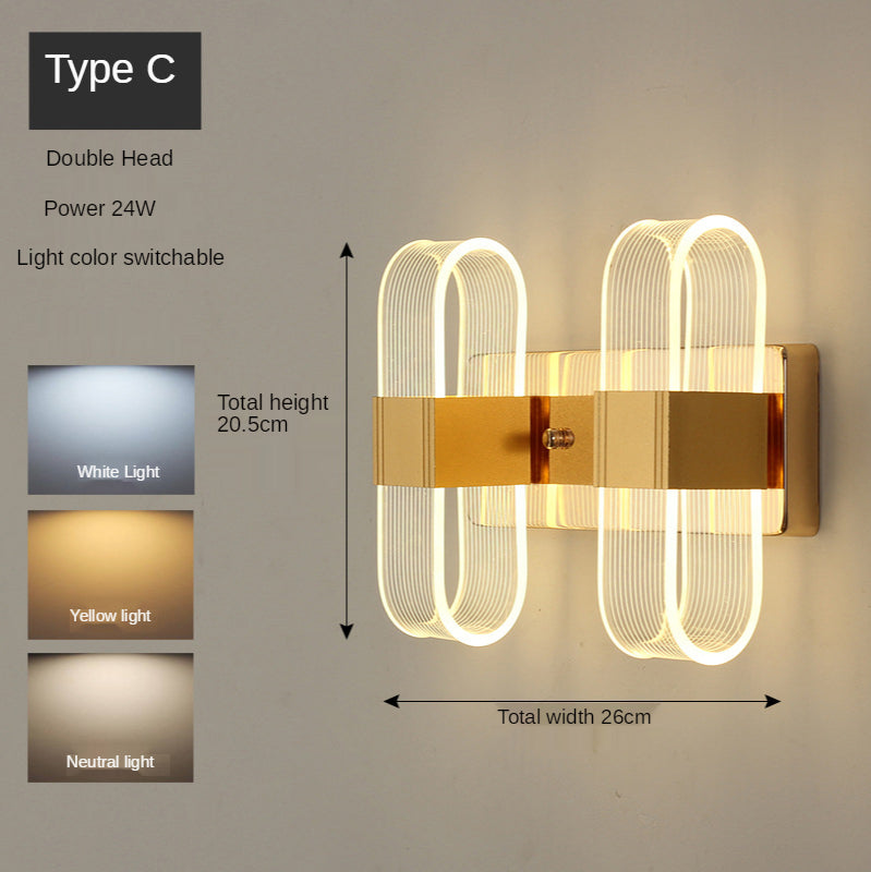 Golden Nordic Style Wall Lamp Modern LED Lighting Fixture for Living Room Bedroom Hallway Home Interior Decor