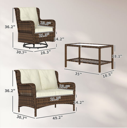 Multi-Piece Patio Furniture Set Outdoor Garden Sofa & Table Set Weather Resistant Backyard Seating
