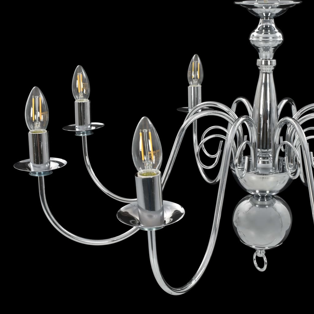 Silver 8-Light Chandelier for E14 Bulbs – Elegant Ceiling Lighting Fixture
