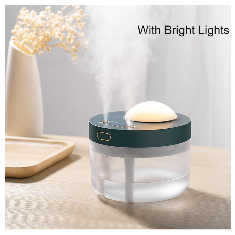 Projection Humidifier Portable Rechargeable Rotating Night Light Double Spray Mist Air Moisturizer for Bedroom