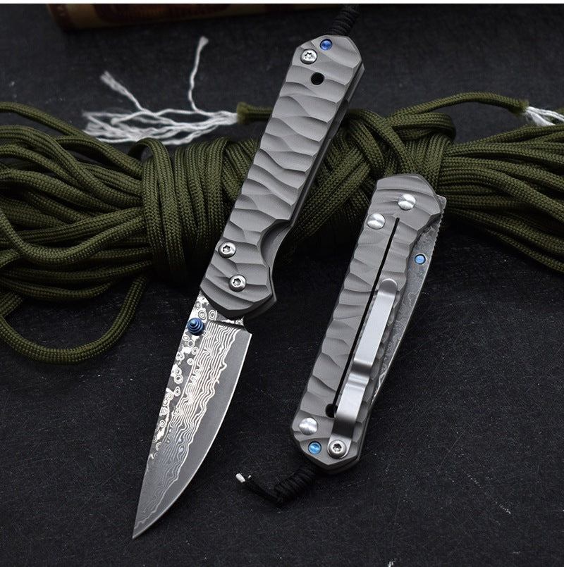 Damascus Folding Pocket Knife – High Quality Outdoor Camping & Survival Cutting Tool