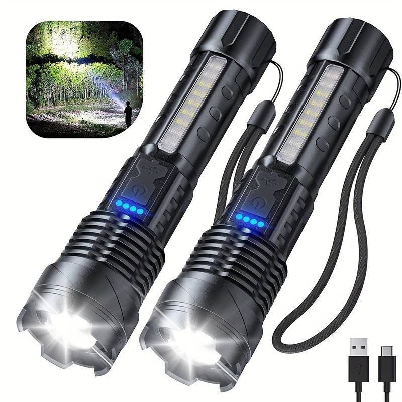 Rechargeable LED Tactical Flashlight – Super Bright USB Torch with 3 Modes for Camping & Work