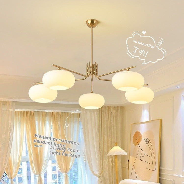 Simple Modern Cream Style Chandelier – Bedroom Persimmon Ceiling Light