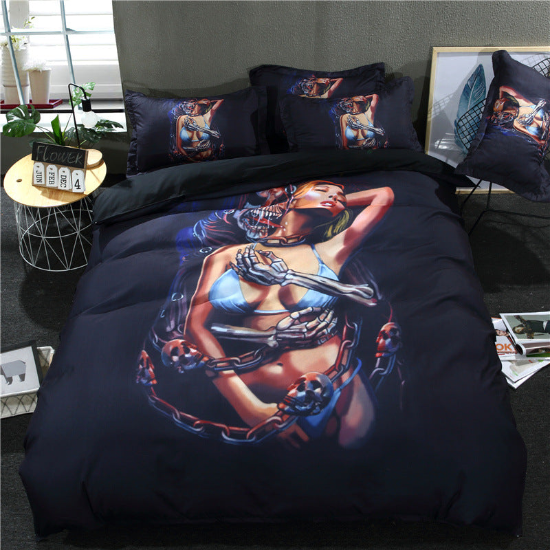 Skull Head 3D Bedding Set 3 or 4 Piece Foreign Trade Duvet Cover Bed Sheets Pillowcase Set