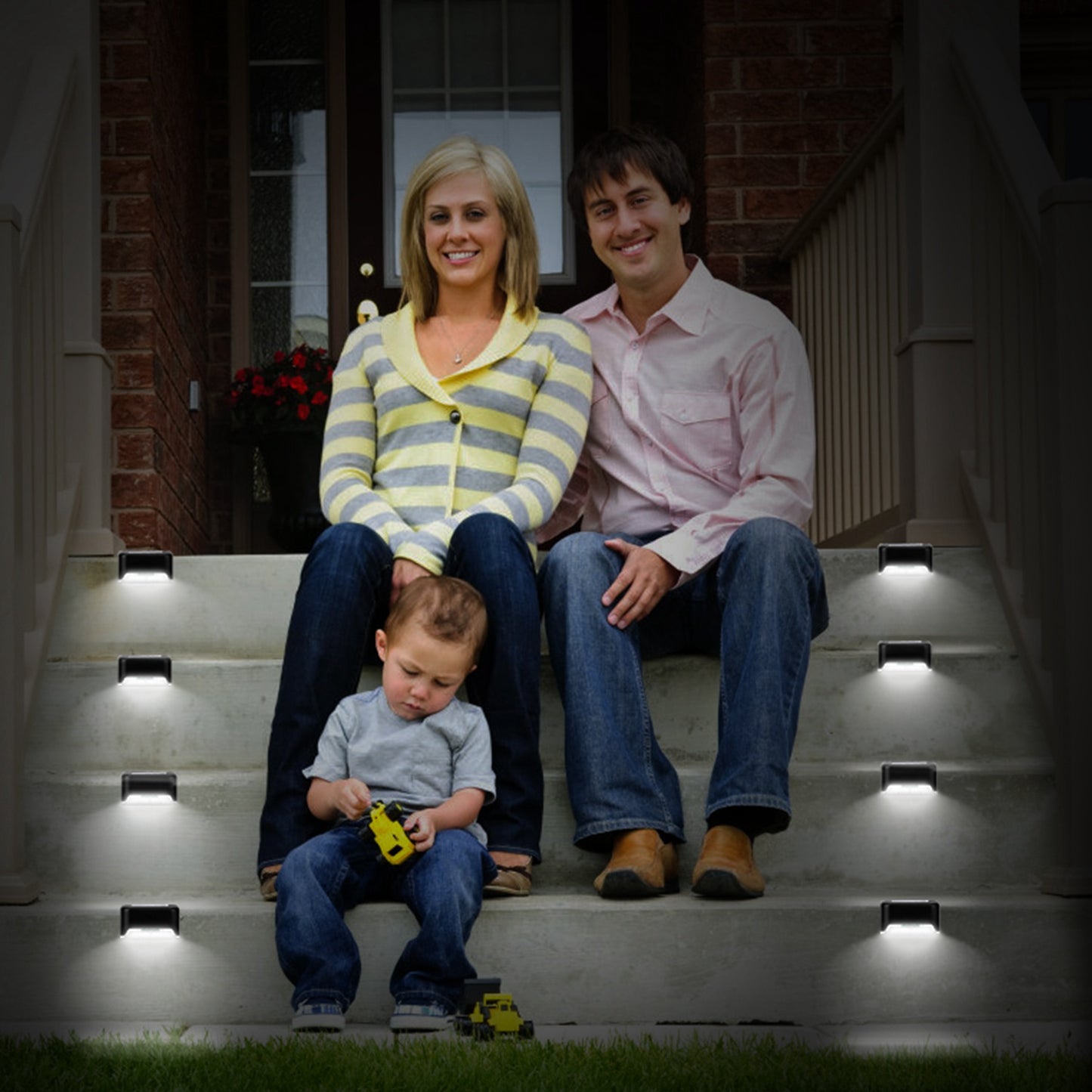 4 Pack Solar Powered LED Step Lights Outdoor Waterproof Dusk to Dawn Fence Stair Yard Railing Lights