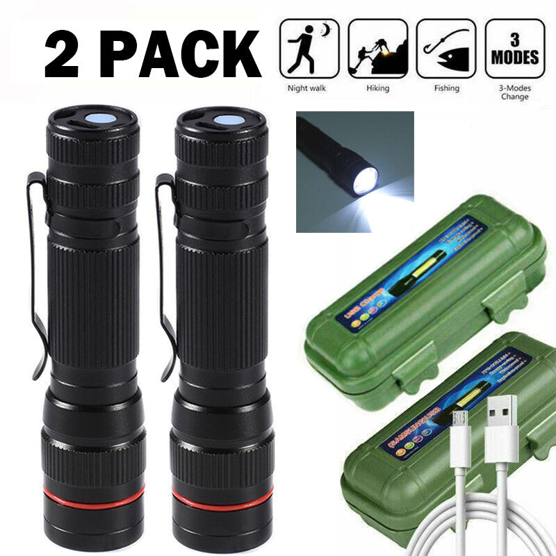 USB Rechargeable LED Pen Flashlight – Tactical Zoom Mini Torch for Camping & Work Light