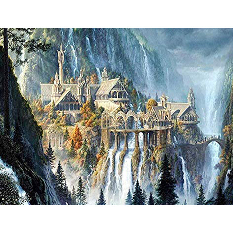 Handmade Cottage Landscape Cross Stitch Kit – Simple Thread Embroidery DIY Full Set
