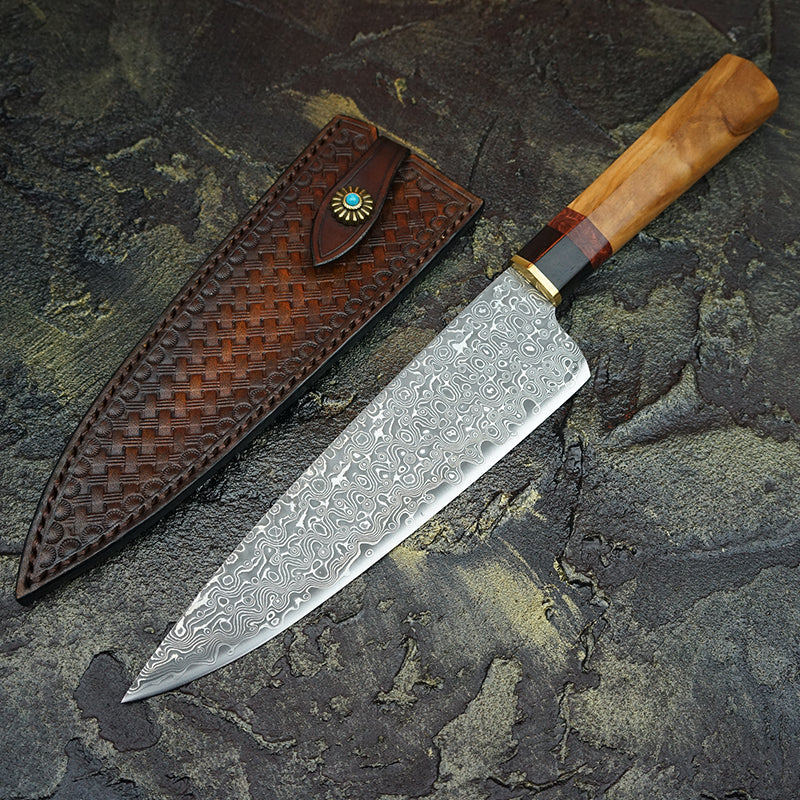 Damascus Steel Chef Knife Handmade Kitchen Knife for Professional Cooking and Precision Cutting