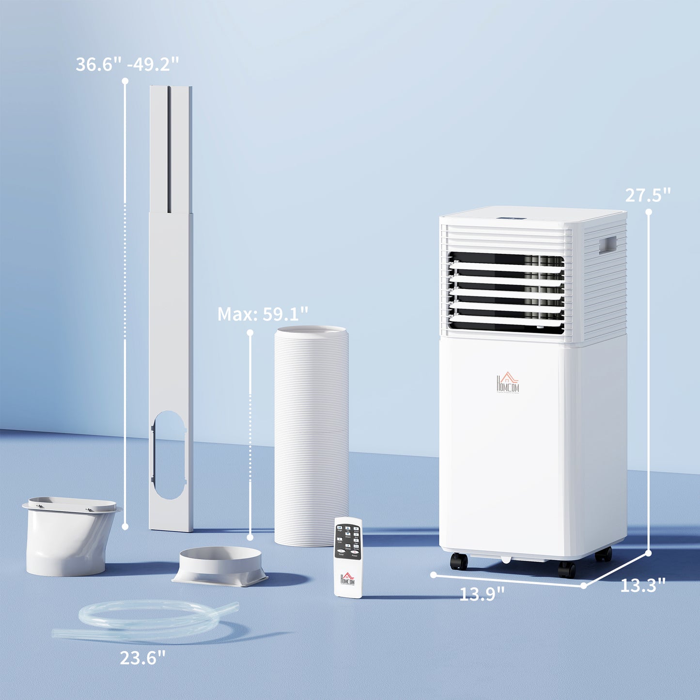 10000 BTU Portable Air Conditioner with Remote Control Cooling & Dehumidifying 24H Timer LED Display White