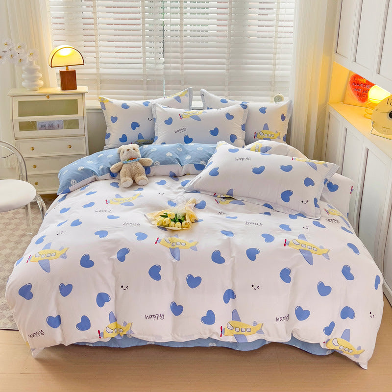 Cartoon Duvet Cover Bedding Set Cute Quilt Cover Bed Sheet Soft Kids Home Textile Set